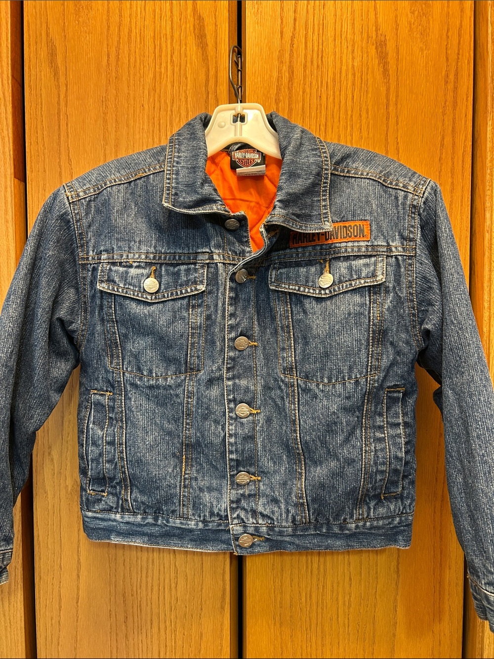 Harley-Davidson Blue Denim Jacket with Orange Liner